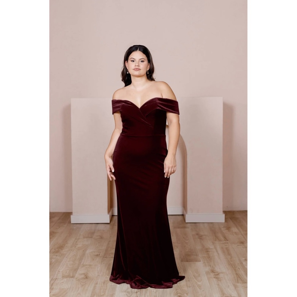 Revelry - Bardot Velvet Dress in Terracotta - Size 4